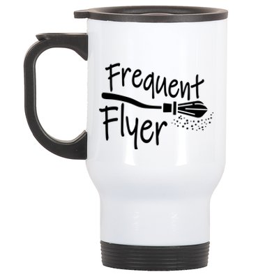 Frequent Flyer Witches Broom Halloween Stainless Steel Travel Mug