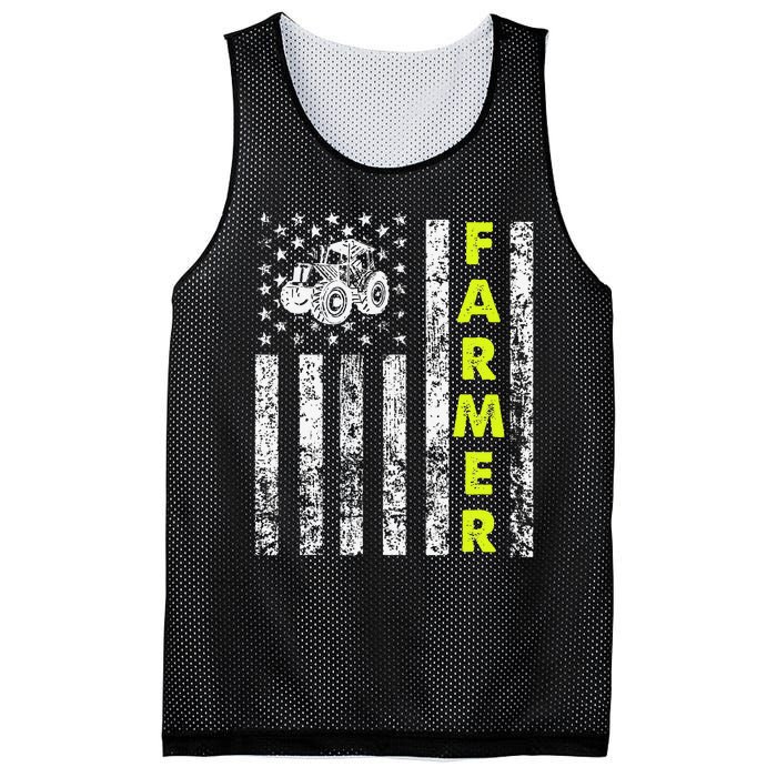 funny Flag With Tractor Patriotic Farmer Mesh Reversible Basketball Jersey Tank