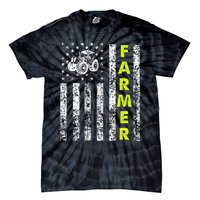 funny Flag With Tractor Patriotic Farmer Tie-Dye T-Shirt