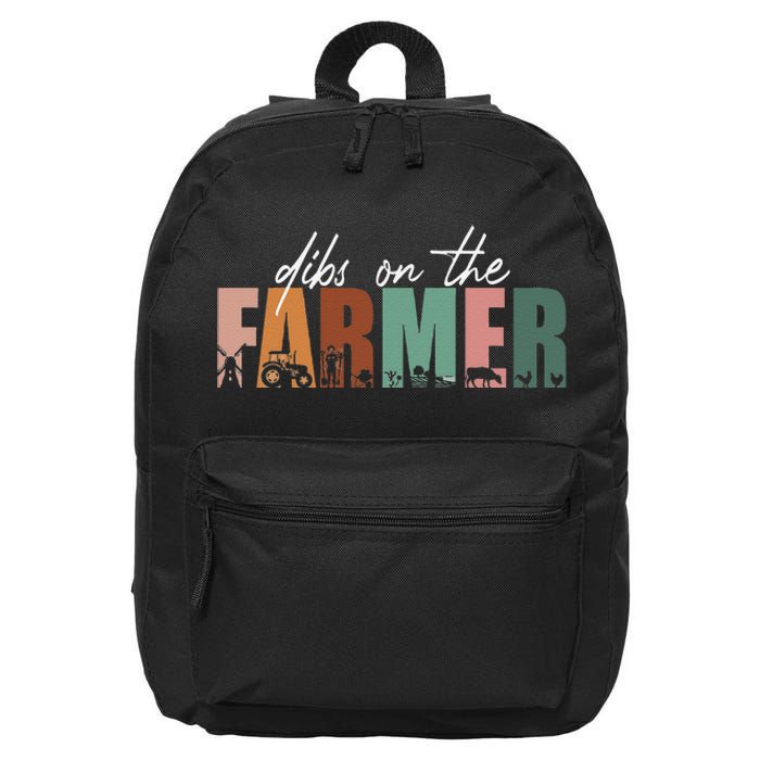 Funny Farmer Wife Dibs On The Farmer 16 in Basic Backpack