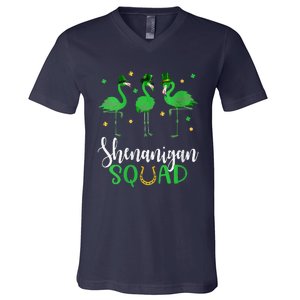 Flamingos For Women St Patricks Day Shenanigan Squad V-Neck T-Shirt