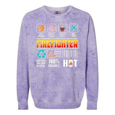 Funny Firefighter Warning Label Colorblast Crewneck Sweatshirt