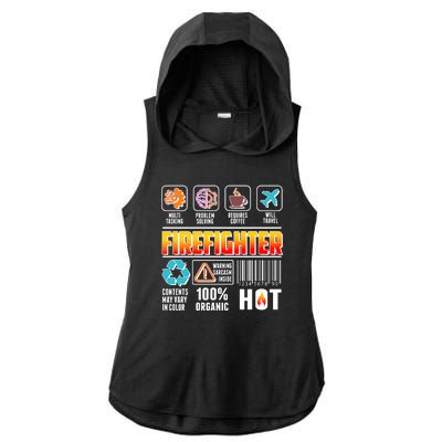 Funny Firefighter Warning Label Ladies PosiCharge Tri-Blend Wicking Draft Hoodie Tank