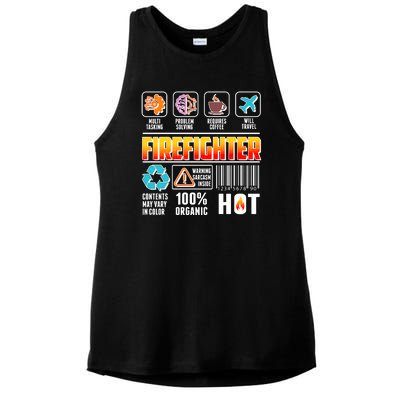 Funny Firefighter Warning Label Ladies PosiCharge Tri-Blend Wicking Tank