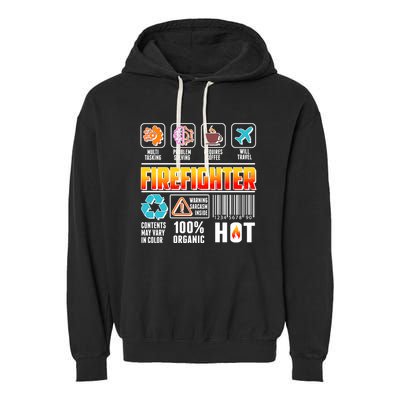 Funny Firefighter Warning Label Garment-Dyed Fleece Hoodie