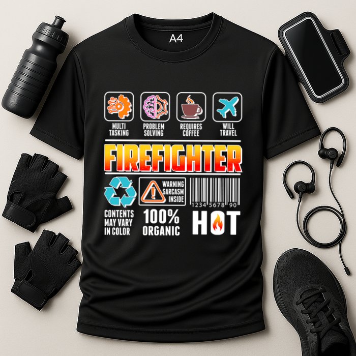 Funny Firefighter Warning Label Performance Shirt