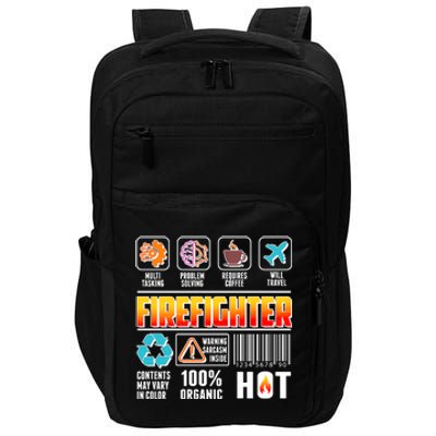 Funny Firefighter Warning Label Impact Tech Backpack