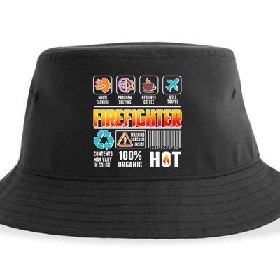 Funny Firefighter Warning Label Sustainable Bucket Hat