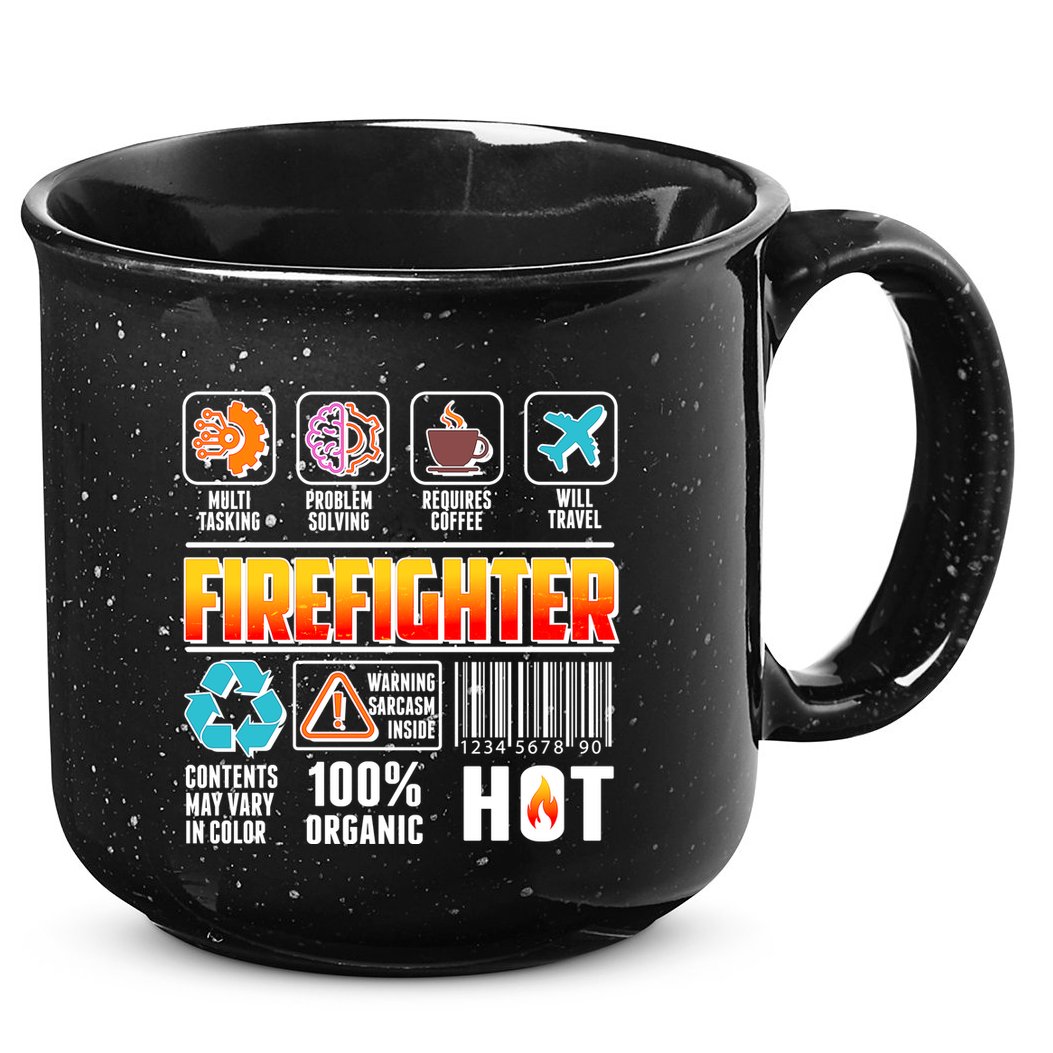 Funny Firefighter Warning Label 15oz Campfire Ceramic Mug