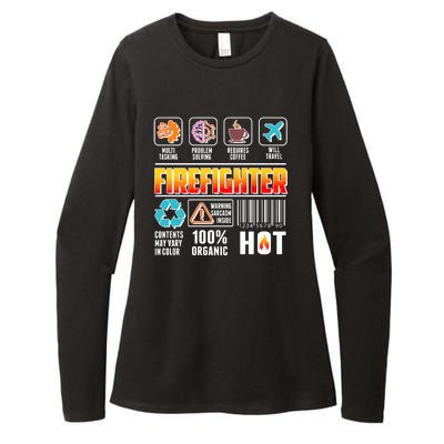 Funny Firefighter Warning Label Womens CVC Long Sleeve Shirt