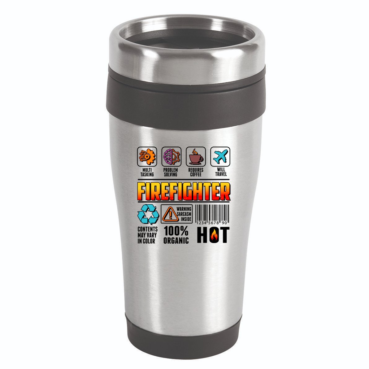 Funny Firefighter Warning Label 16oz Travel Tumbler