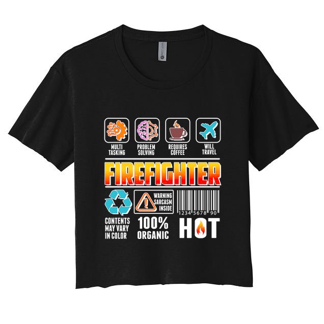 Funny Firefighter Warning Label Crop Top
