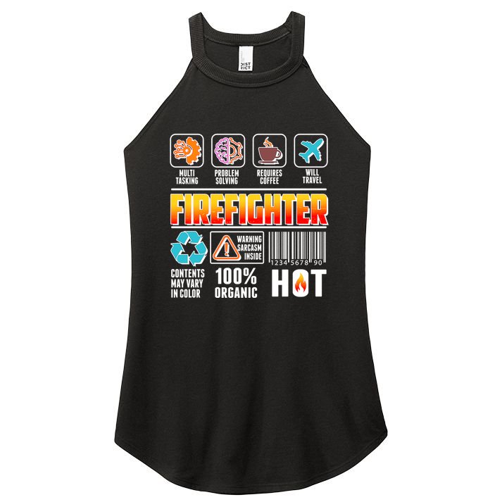 Funny Firefighter Warning Label Women's Perfect Tri Rocker Tank