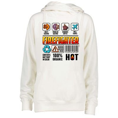 Funny Firefighter Warning Label Womens Funnel Neck Pullover Hood