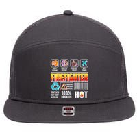 Funny Firefighter Warning Label 7 Panel Mesh Trucker Snapback Hat