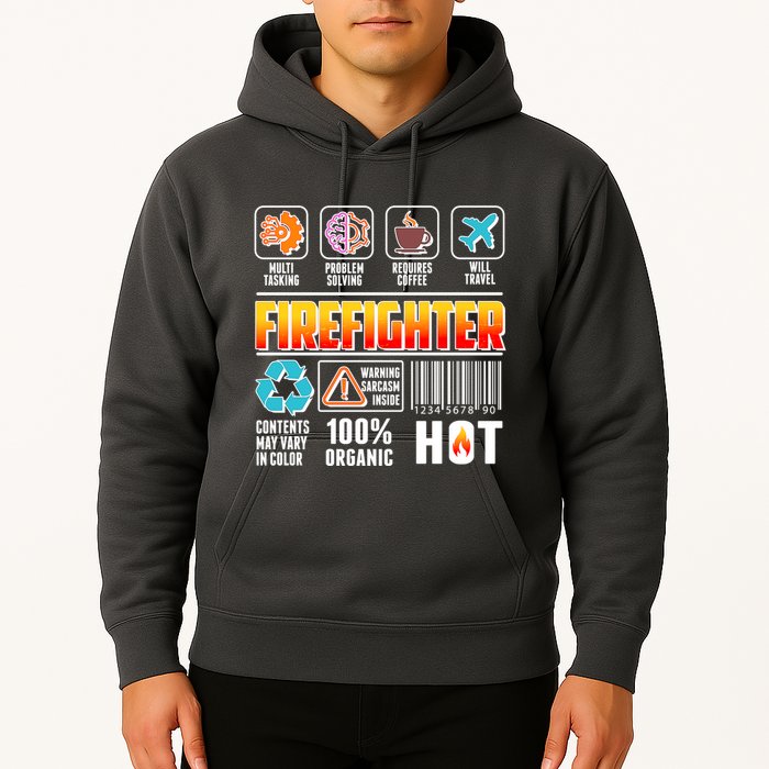 Funny Firefighter Warning Label Hoodie