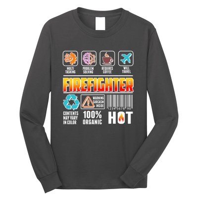 Funny Firefighter Warning Label Long Sleeve Shirt