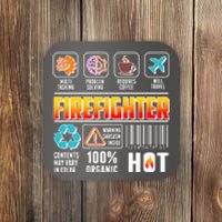 Funny Firefighter Warning Label Coaster