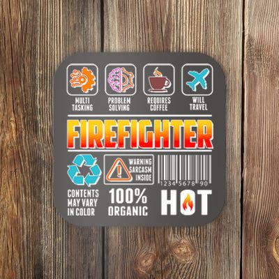 Funny Firefighter Warning Label Coaster