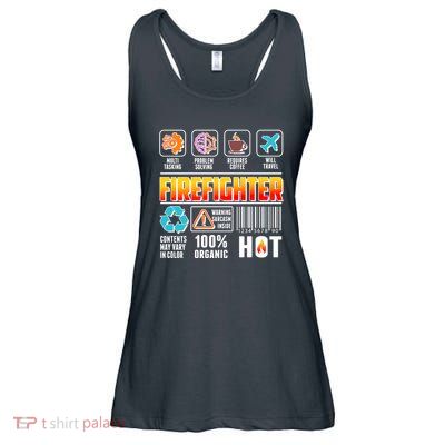 Funny Firefighter Warning Label Ladies Essential Flowy Tank