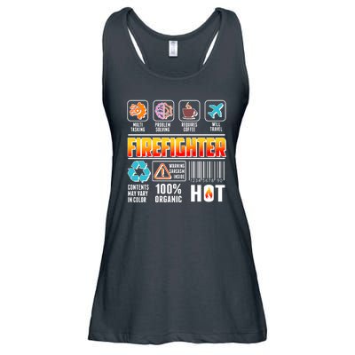 Funny Firefighter Warning Label Ladies Essential Flowy Tank