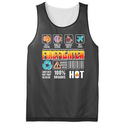 Funny Firefighter Warning Label Mesh Reversible Basketball Jersey Tank