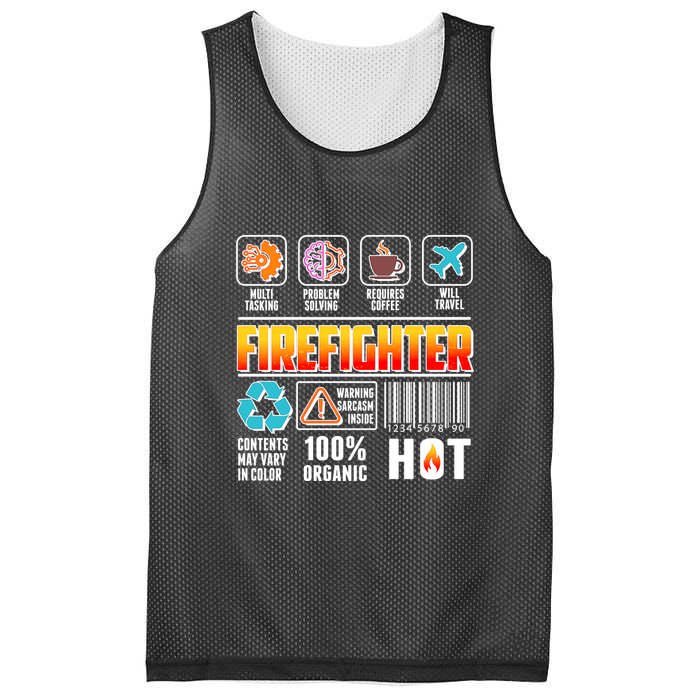 Funny Firefighter Warning Label Mesh Reversible Basketball Jersey Tank