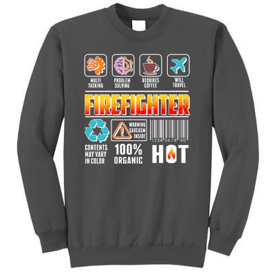 Funny Firefighter Warning Label Tall Sweatshirt