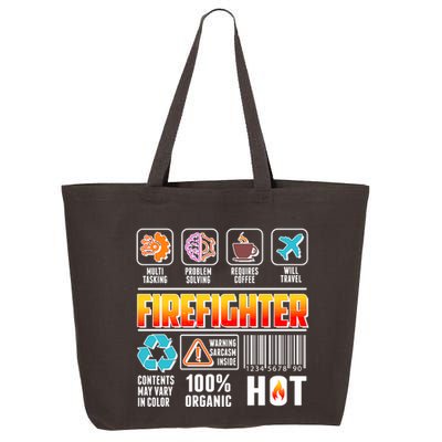 Funny Firefighter Warning Label 25L Jumbo Tote
