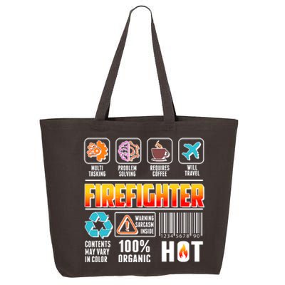 Funny Firefighter Warning Label 25L Jumbo Tote