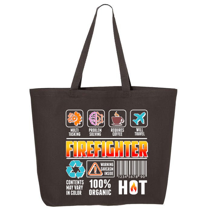 Funny Firefighter Warning Label 25L Jumbo Tote