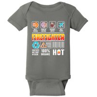 Funny Firefighter Warning Label Baby Bodysuit