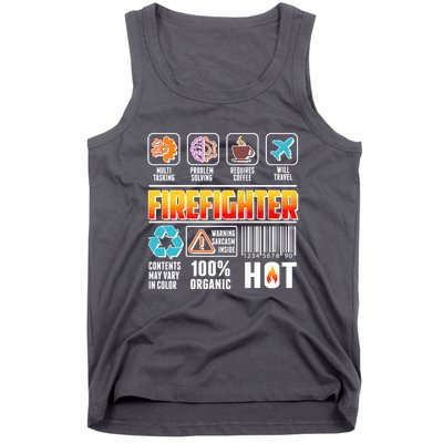 Funny Firefighter Warning Label Tank Top