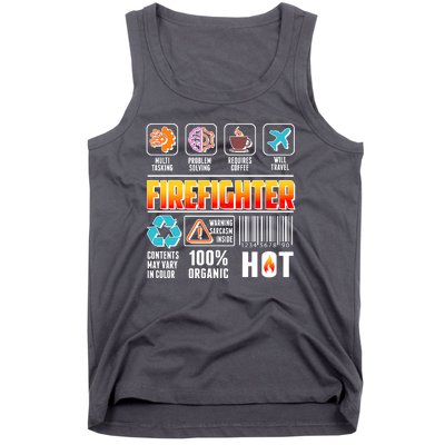 Funny Firefighter Warning Label Tank Top