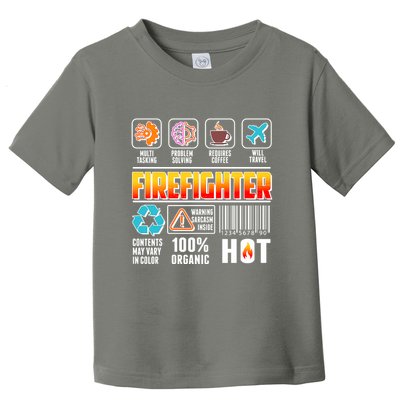 Funny Firefighter Warning Label Toddler T-Shirt