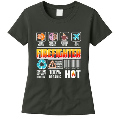 Funny Firefighter Warning Label Womens T-Shirt