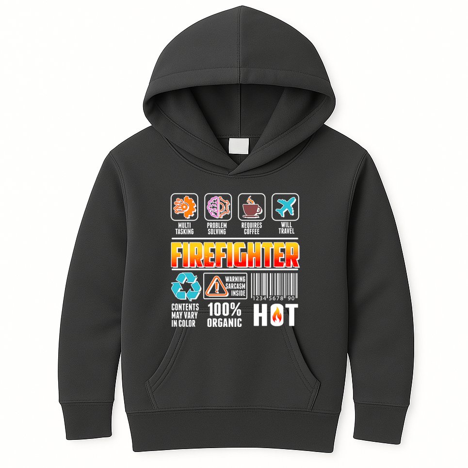 Funny Firefighter Warning Label Kids Hoodie