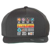 Funny Firefighter Warning Label Wool Snapback Cap