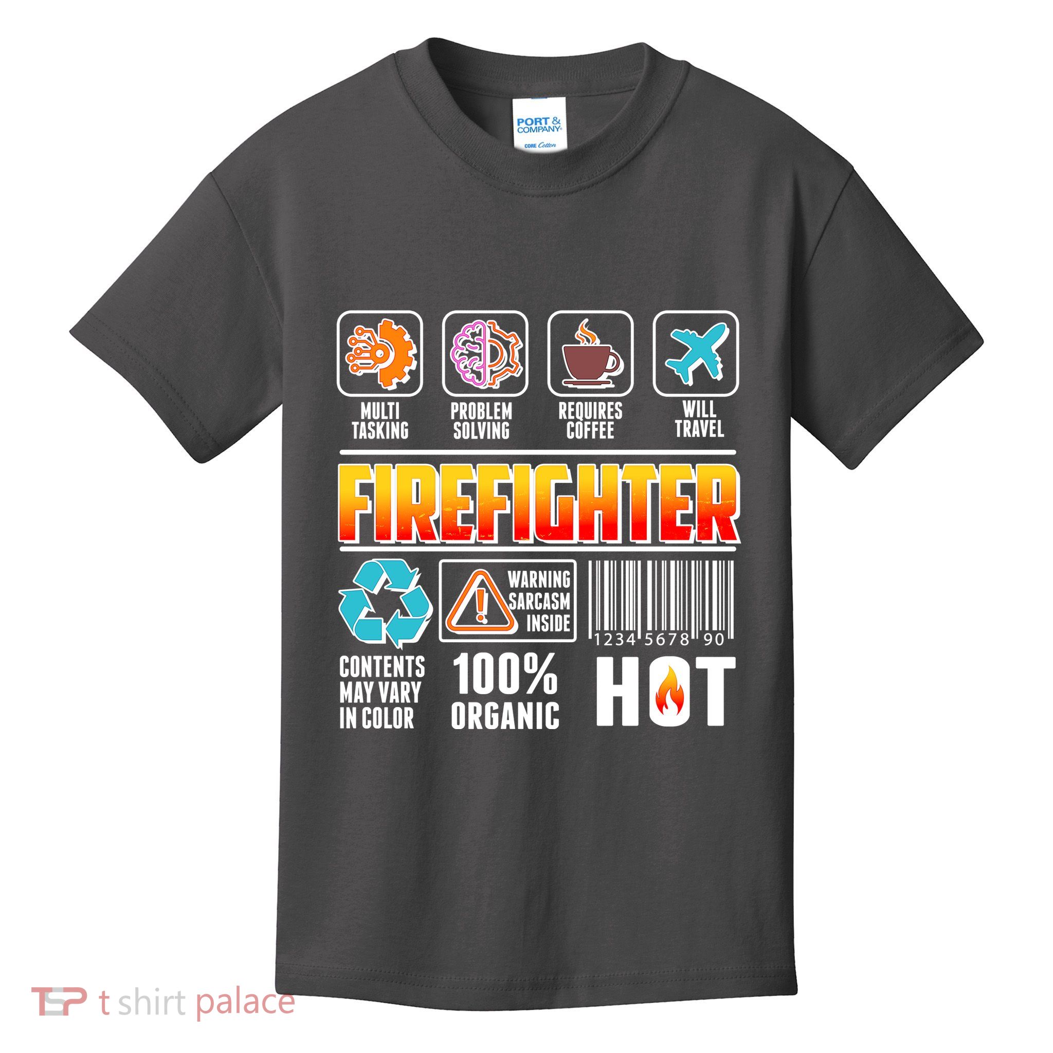 Funny Firefighter Warning Label Kids T-Shirt