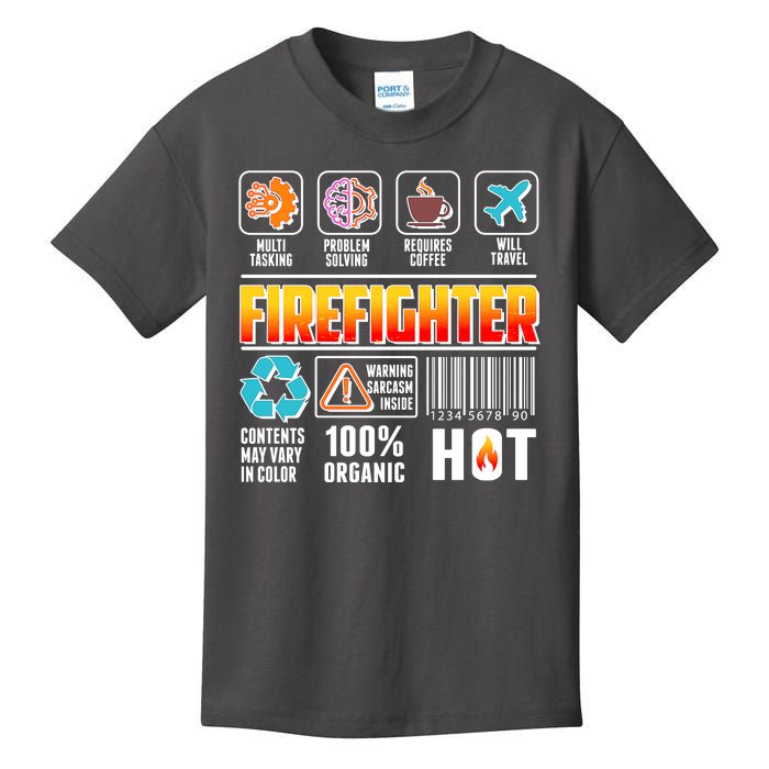 Funny Firefighter Warning Label Kids T-Shirt