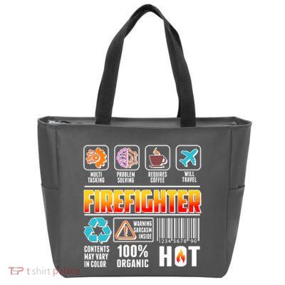 Funny Firefighter Warning Label Zip Tote Bag
