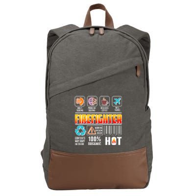 Funny Firefighter Warning Label Cotton Canvas Backpack