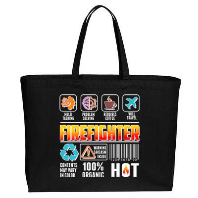 Funny Firefighter Warning Label Cotton Canvas Jumbo Tote