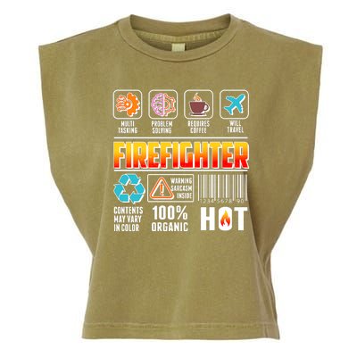 Funny Firefighter Warning Label Garment-Dyed Women's Muscle Tee