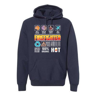 Funny Firefighter Warning Label Premium Hoodie