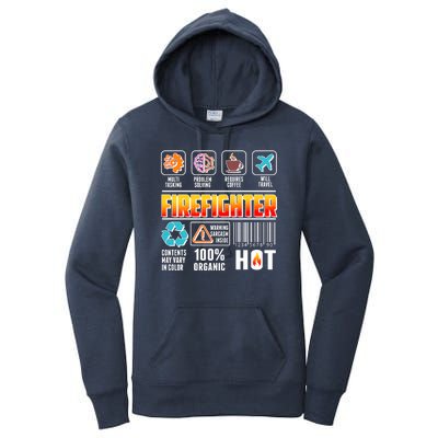 Funny Firefighter Warning Label Women's Pullover Hoodie