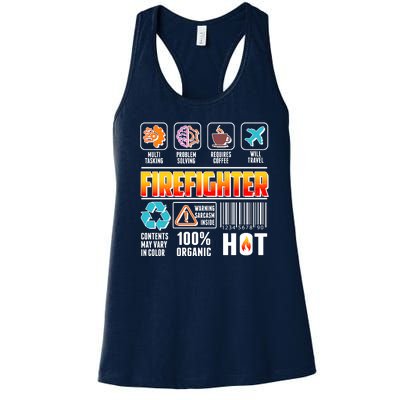 Funny Firefighter Warning Label Women's Racerback Tank