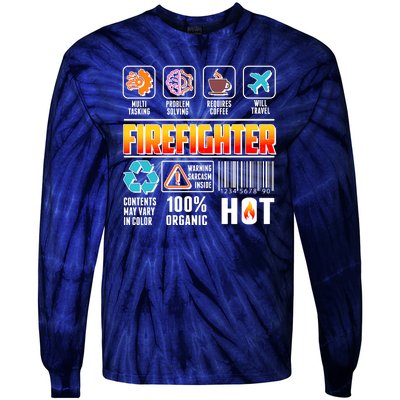 Funny Firefighter Warning Label Tie-Dye Long Sleeve Shirt