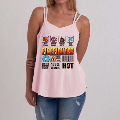 Funny Firefighter Warning Label Women's Strappy Tank