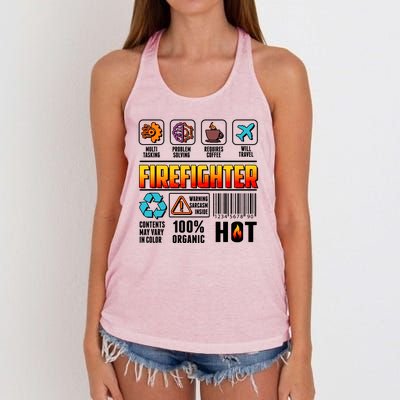 Funny Firefighter Warning Label Women's Knotted Racerback Tank